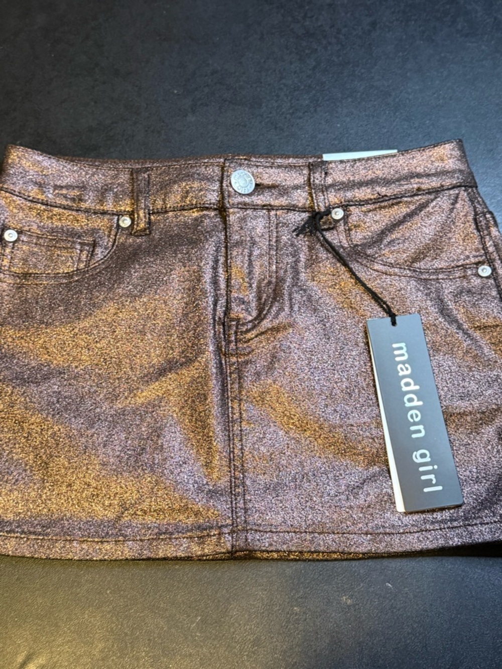 Madden Girl Metallic Copper-Tone Mini Skirt